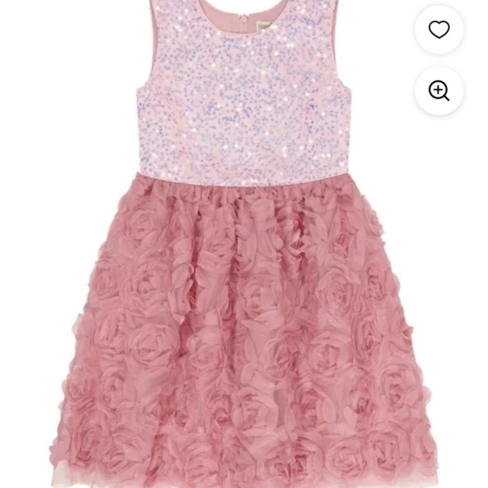 Kensie Girl Pink Sequin Rosette Dress